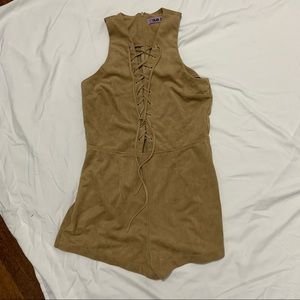 Suede Sexy Romper Short Jumpsuit